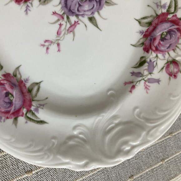 FAVOLINA Poland SERVING PLATTER Roses 13” Oval Gold Trim Cottagecore   Farm - Picture 3 of 9